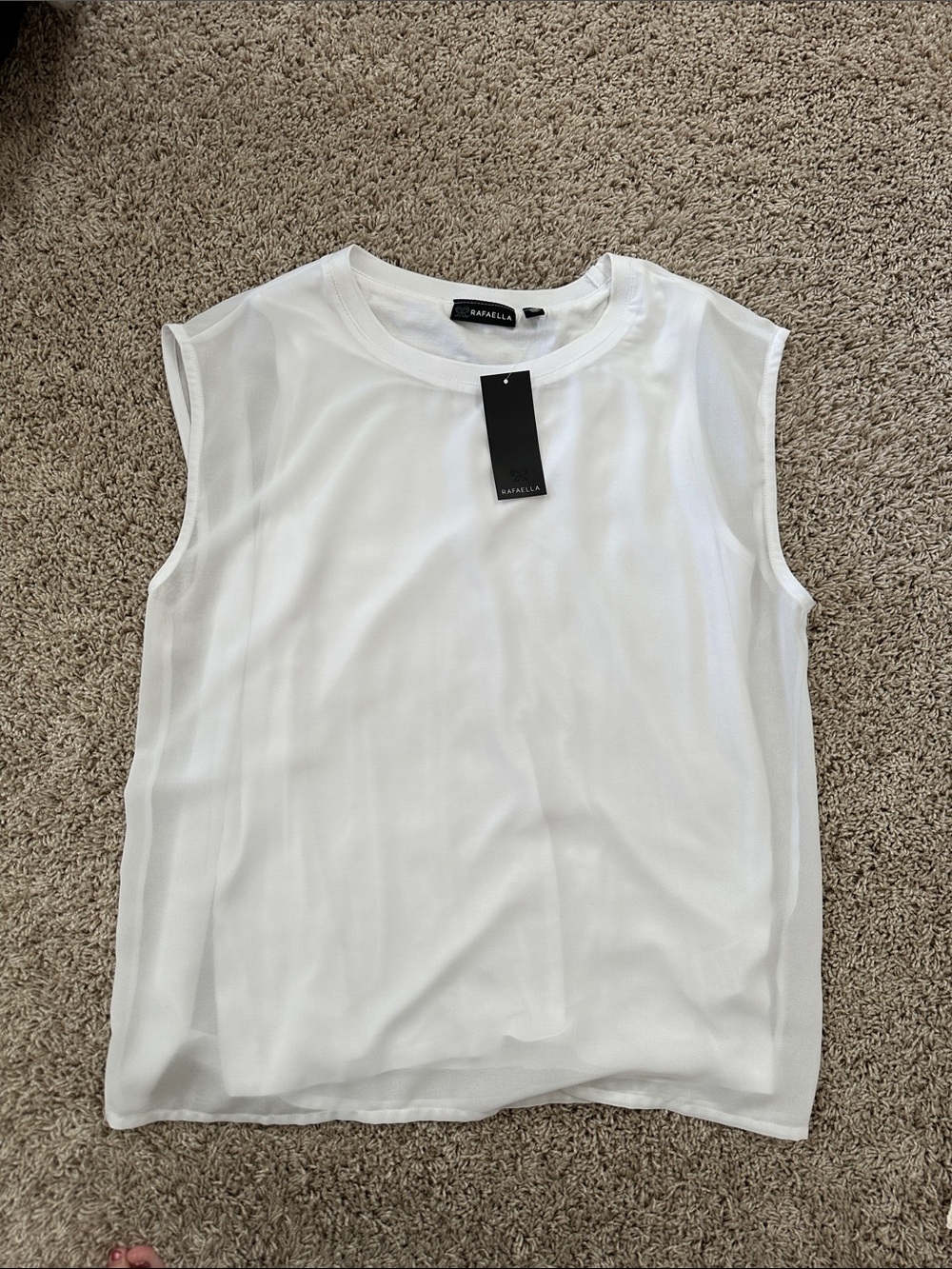 Rafaella White Sleeveless Mesh-Trim Tank. New with tags!!!
